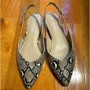 Snakeskin slingback flats